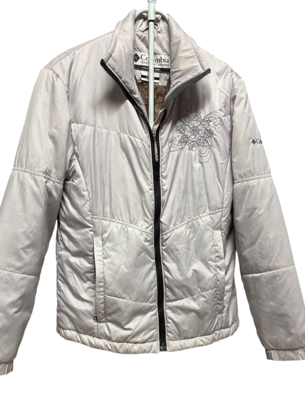 Columbia Quilted Puffer Jacket Light Grey Size Small